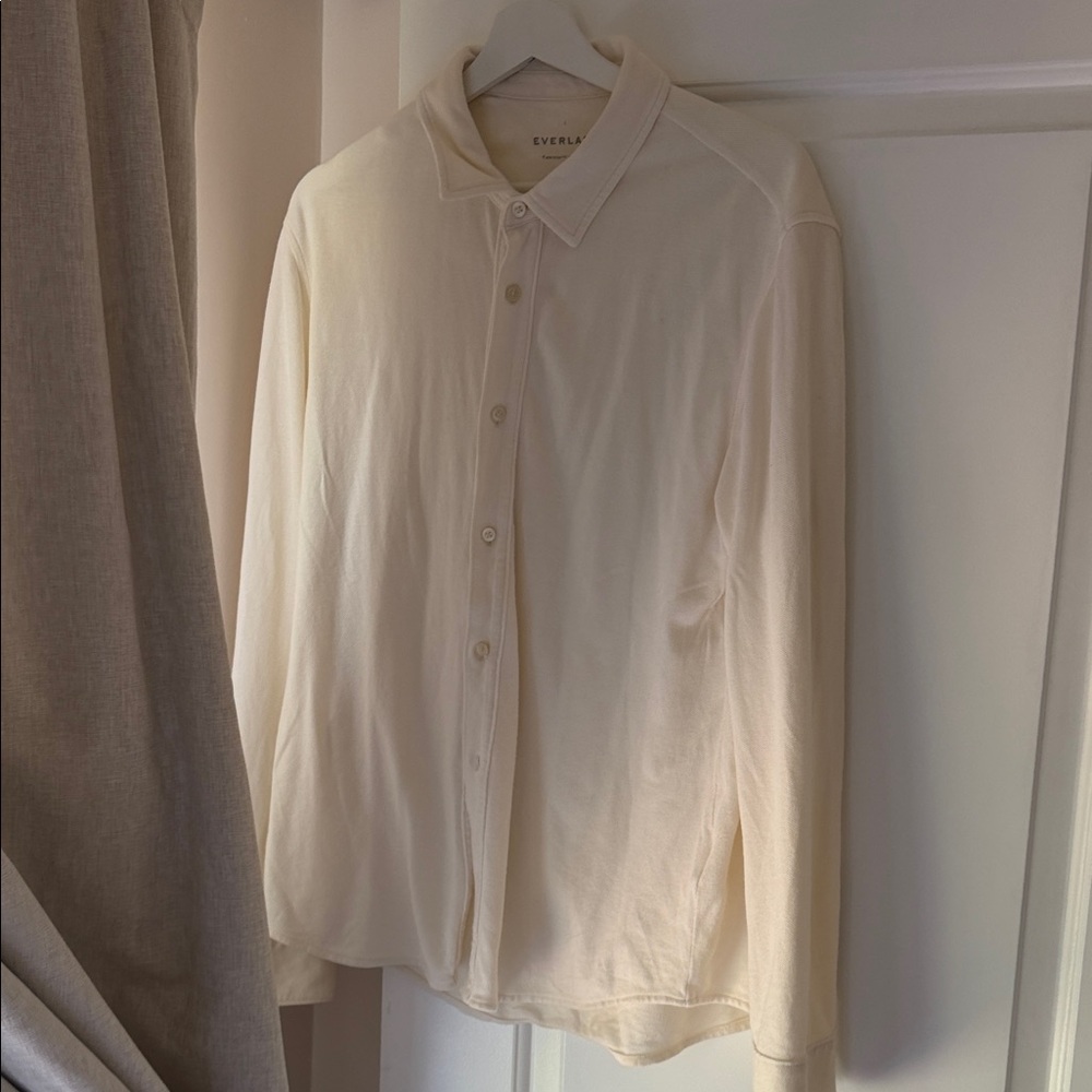 Everlane 100% Cotton Off-White Long-Sleeve Button Shirt